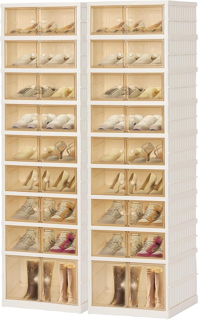 Foldable Shoe Organizer Storage Box, Portable Extra Large Folding Shoe Rack by Tykacna