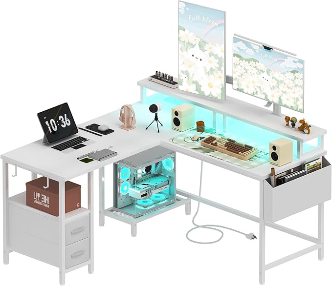Lufeiya White L Shaped Computer Desk by LUFEIYA