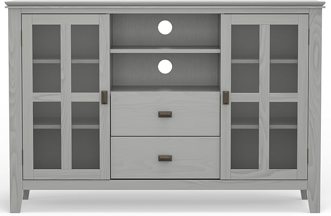 SIMPLIHOME Artisan SOLID WOOD 53 inch Wide Contemporary TV Media Stand in Fog - Image 5