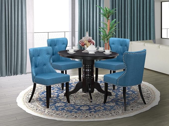 East West Furniture SHSI5-BLK-21 5 Piece Dining Table Set - Image 7