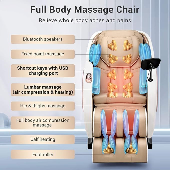 Massage Chair Full Body with Heat, Full Body Zero Gravity Shiatsu Massage Chair - Image 3