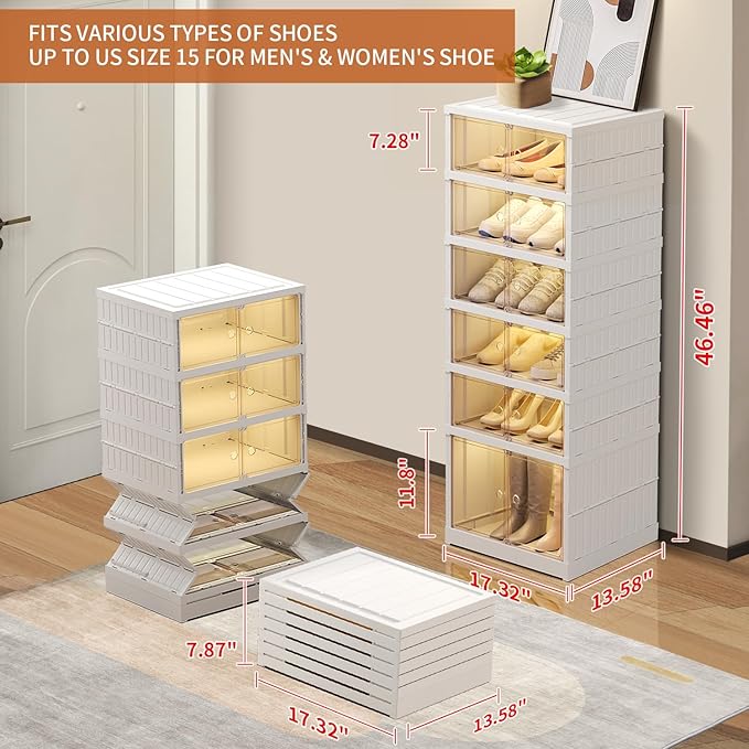 6 Tier Foldable Shoe Rack Organizer - Image 3