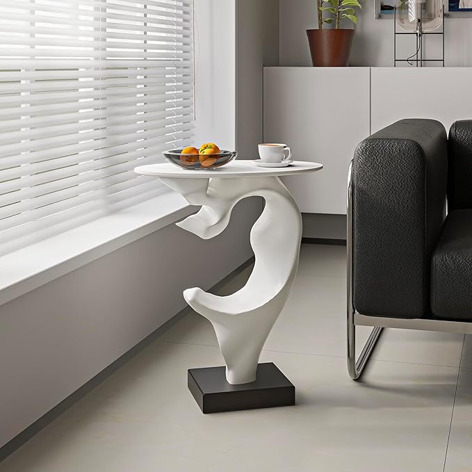 Modern Artistic Coffee Table, Luxury Semicircular Side Table, High-Strength FRP - Image 4