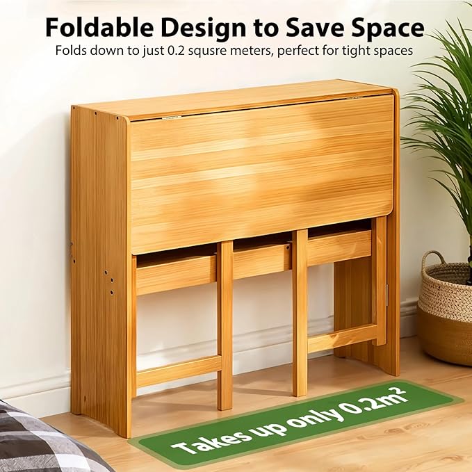 39.37" Bamboo Folding Desk, Space-Saving Computer Desk - Image 3