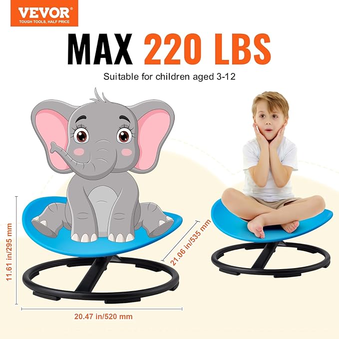 VEVOR Kids Swivel Chair, 220 LBS Capacity, Sensory Spinning Chair, Autistic - Image 3