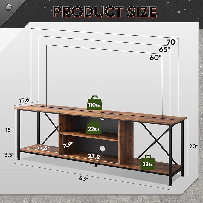 WLIVE TV Stand for 70 Inch TV, Entertainment Center - Image 2