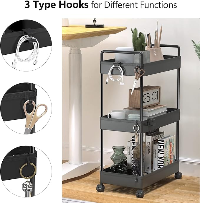 SOLEJAZZ 3 Tier Rolling Storage Cart - Image 3