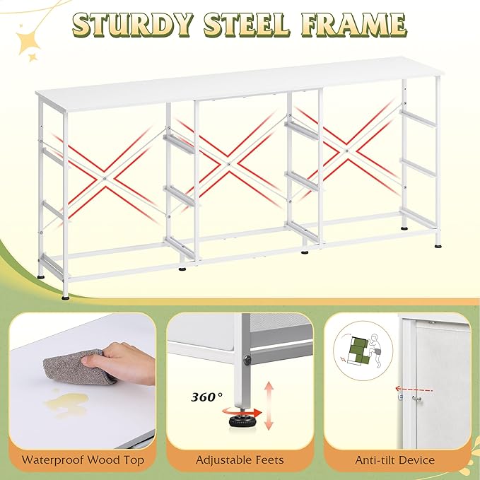 WLIVE 63''W Dresser for Bedroom, 75 inch TV, Wide Chest of Drawers - Image 6
