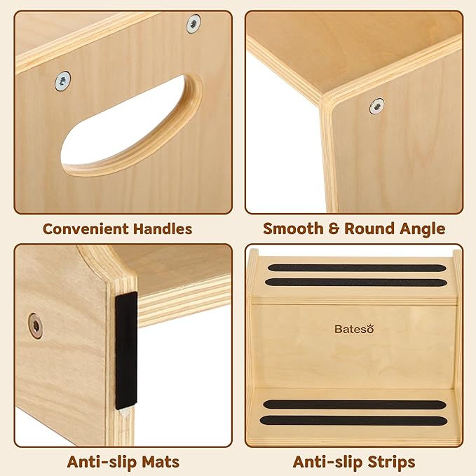 Step Stool for Kids, Wooden Toddler Step Stool - Image 6