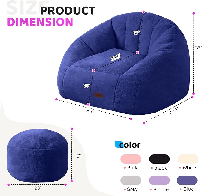 HABUTWAY Bean Bag Chair, Giant Bean Bag Chairs - Image 2