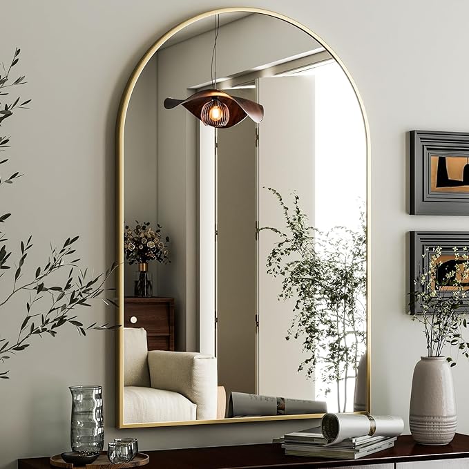 HARRITPURE Arched Wall Mirror 24"x36" – Gold Metal Frame Vanity Mirrors - Image 8