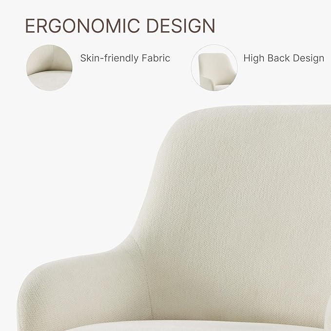 Swivel Dining Chairs Set of 2, Mid Century Modern Chairs Fabric Upholstered - Image 6