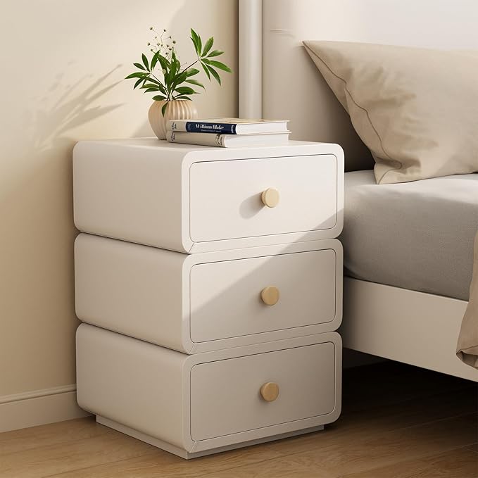 White Night Stand, Narrow Nightstand by AQIMUELE-Solidwoodfurniture