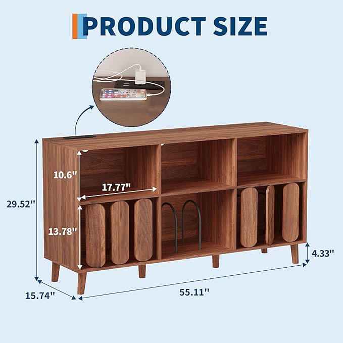 Large Record Player Stand, Record Player Table Vinyl Record Storage Holder - Image 4