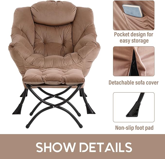 LITA Velvet Dark Brown Contemporary Accent Leisure Upholstered Sofa Chair - Image 6