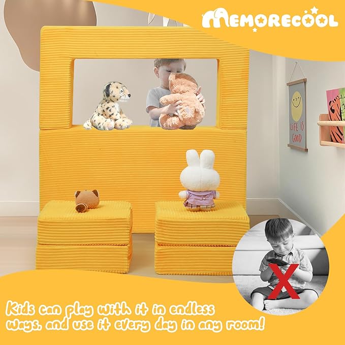 MeMoreCool Modular Kids Couch, Corduroy Play Toddler Couch - Image 5