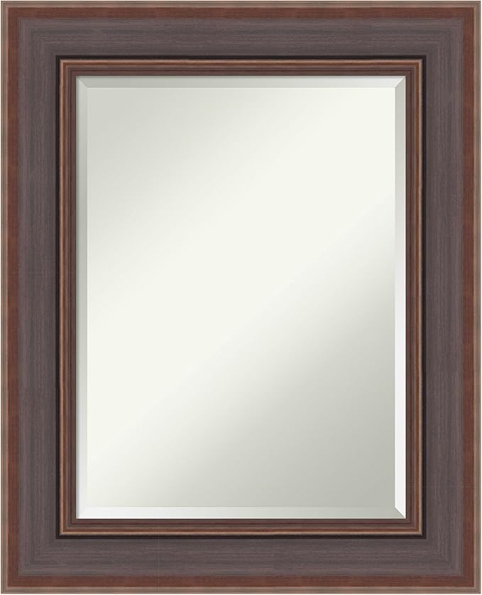 Amanti Art Brown Wall Mirror 32x26 Moab Brown Bronze Rectangle Bathroom Mirror by AmantiArt
