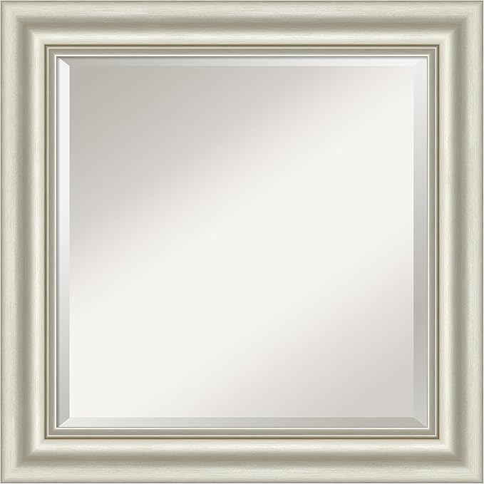 Amanti Art Bathroom Mirror for Over Sink, 26x26 Sophia Silver Square Vanity by AmantiArt