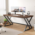 LVB Wood Computer Desk, Rustic Executive Home Office Desk by LVB