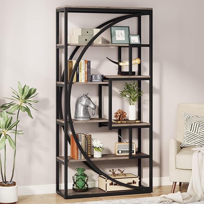 Tribesigns Bookshelf, Industrial 5-Tier Etagere Bookcase, 70.8 inch Tall - Image 4