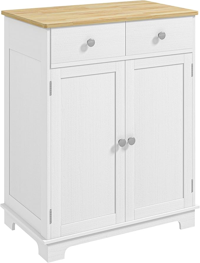 HOMCOM Sideboard with Solid Wood Countertop, Modern Kitchen Storage Cabinet by HOMCOM