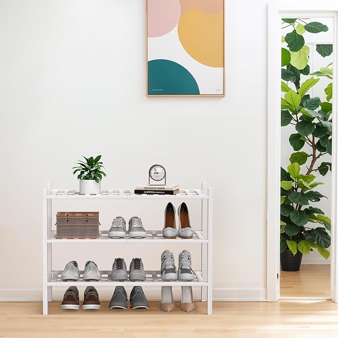Haddockway Large 3 Tier Bamboo Shoe Rack Storage Organizer, Small Space - Image 2