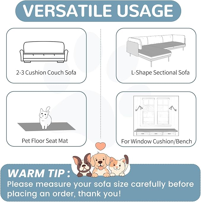 OTOB Couch Covers for Dogs Washable, Non Slip Plush Sofa Cover Kids Pet - Image 6
