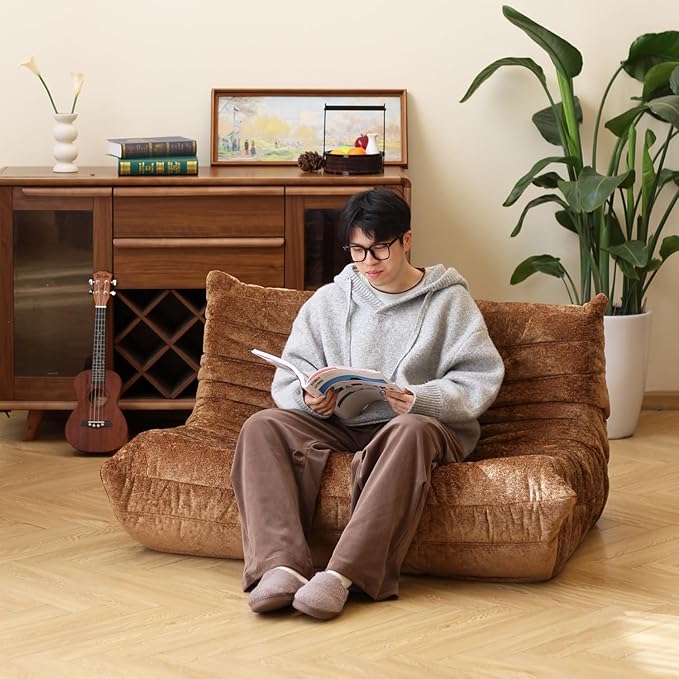 N&V Fireside Chair, Mid Century Armless Floor Sofa, Soft Premium Chenille Floor - Image 3