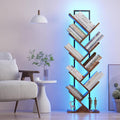 Tree Book Shelf with LED Lights, 9 Tier Floor Standing Bookcase, Classical by Qupui