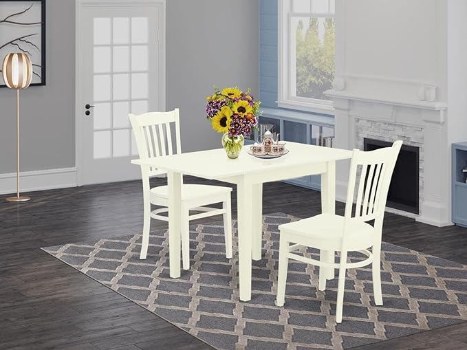 East West Furniture NDGR3-LWH-W 3 Piece Dining Set Contains a Rectangle Dining - Image 2