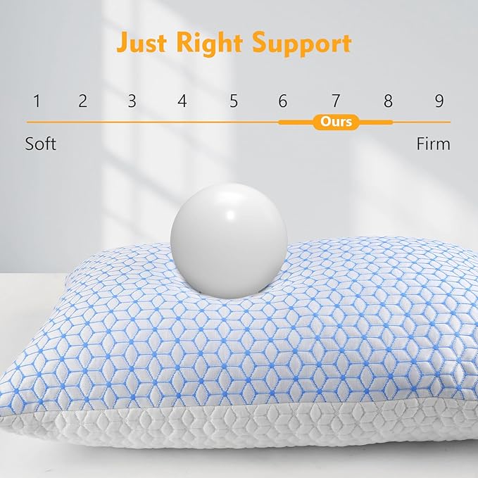 Bed Pillow King Size 1 Pack, Shredded Memory Foam Pillow Adjustable, Cooling - Image 5