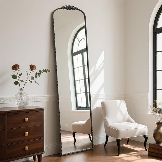 WallBeyond Arched Full Length Mirror Wall Mounted, 21x78 Inch Black Antique - Image 3