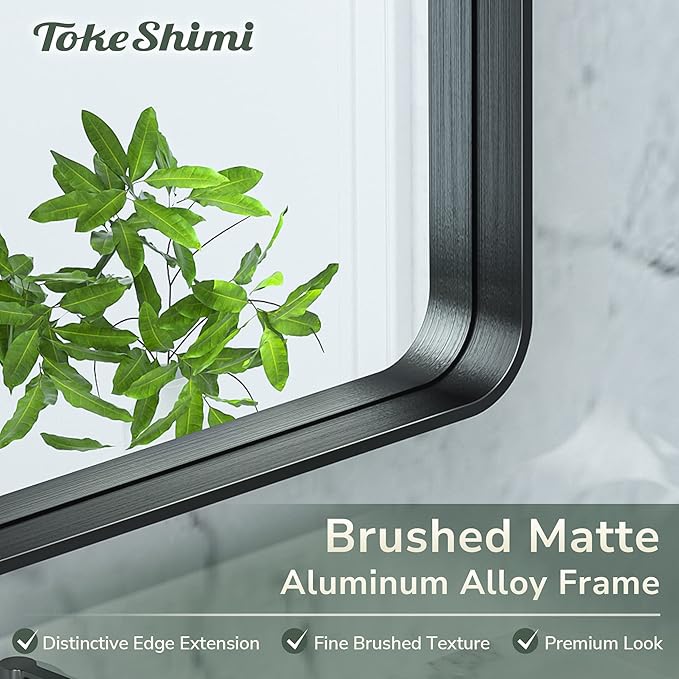 TokeShimi 42x36 Black Bathroom Mirror - Image 3