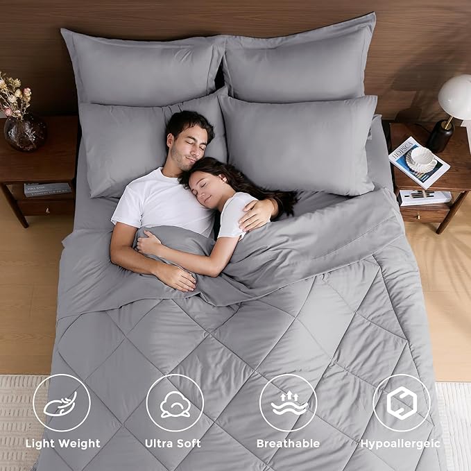 HEVUMYI Light Grey Twin-XL Comforter Set - Image 2