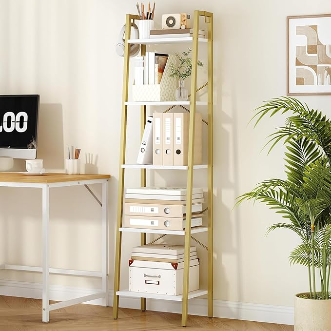 Ladder Shelf, Bookshelf Bookcase, Freestanding Corner Storage Shelve by Hzuaneri