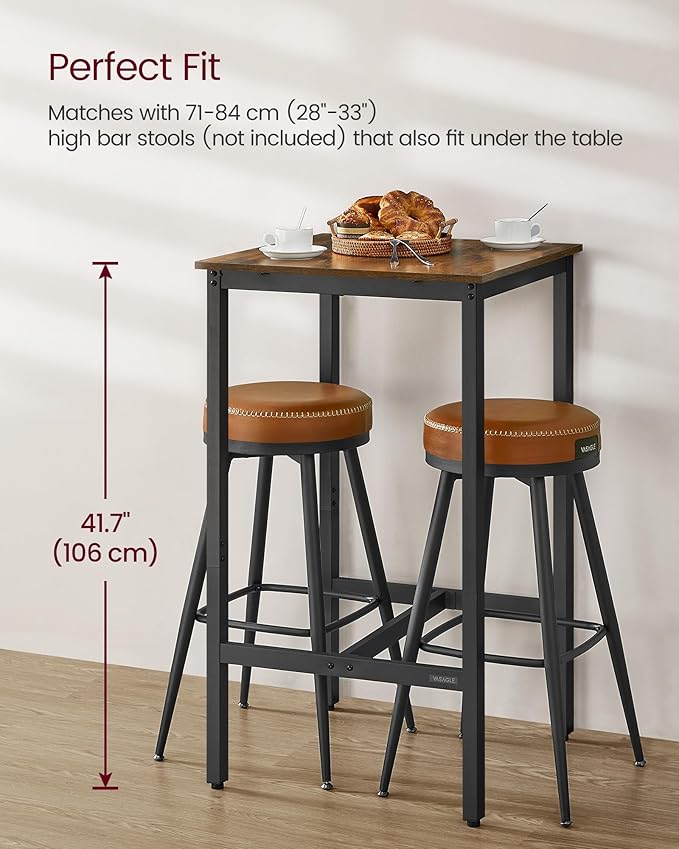 VASAGLE Bar Table, Small Kitchen Dining Table, High Top Pub Table, Height - Image 3