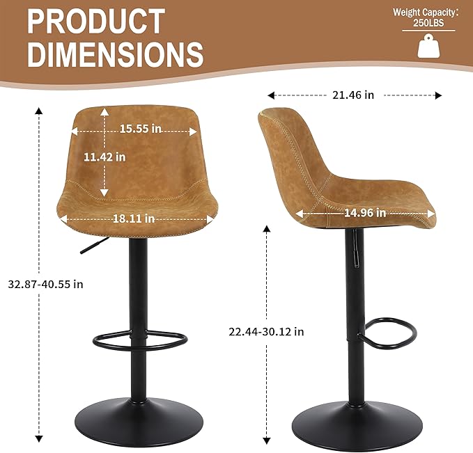 Bar Stools, Swivel Counter Height Barstools - Image 3