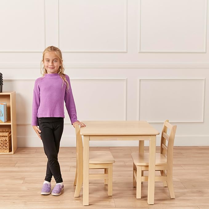 ECR4Kids 24in x 24in Hardwood Table and Chair Set2in Seat Height, Kids Furniture - Image 9