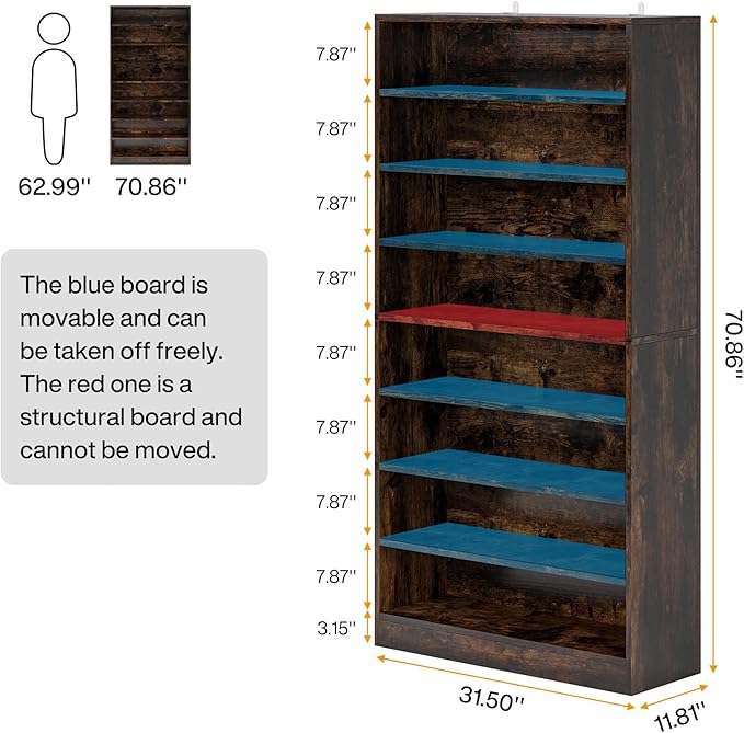 Tribesigns Tall Shoe Cabinet, 9 Tiers 40-45 Pairs Heavy Duty Wood Freestanding - Image 2