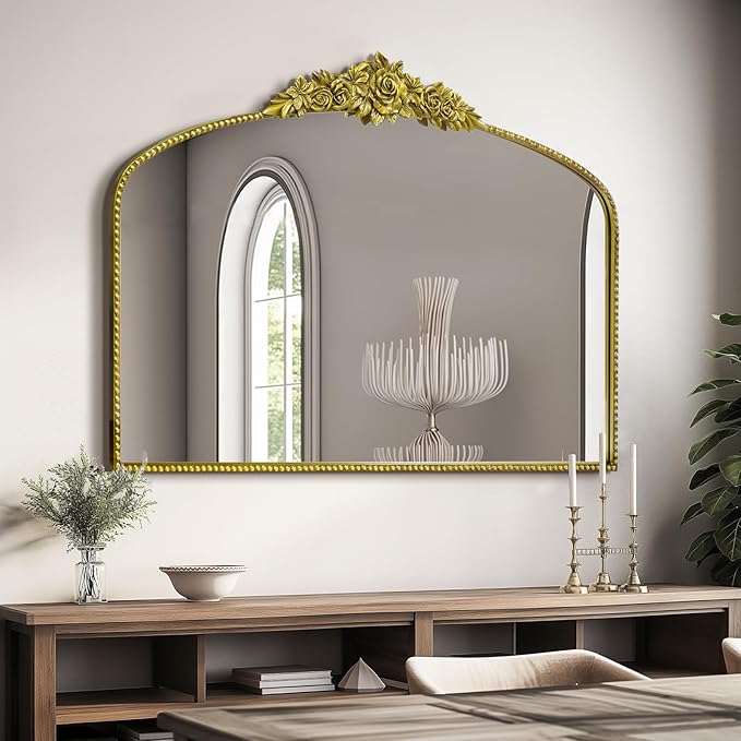 Antique Gold Arch Wall Mirror, Baroque Victorian Mirror - Image 3
