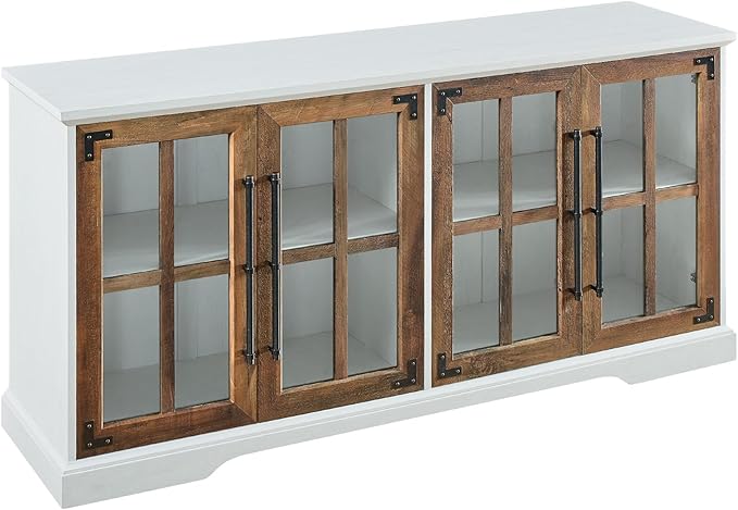 Walker Edison Modern Glass and Wood Universal TV Stand by WalkerEdison