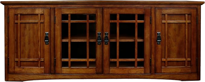 Leick Home 82360 Solid Wood Mission Oak Four Door TV Stand - Image 4