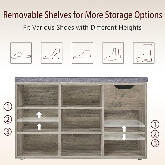 DINZI LVJ Shoe Bench, Entryway Storage Bench - Image 5