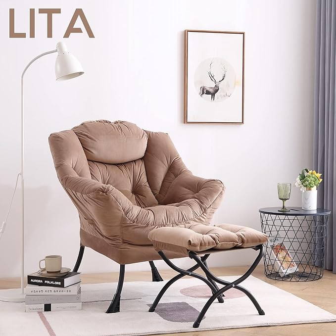 LITA Velvet Dark Brown Contemporary Accent Leisure Upholstered Sofa Chair - Image 7