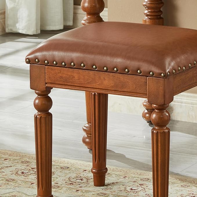 Vanity Bench Stool with Microfiber Leather Cushion, Vanity Chair Ottoman - Image 6
