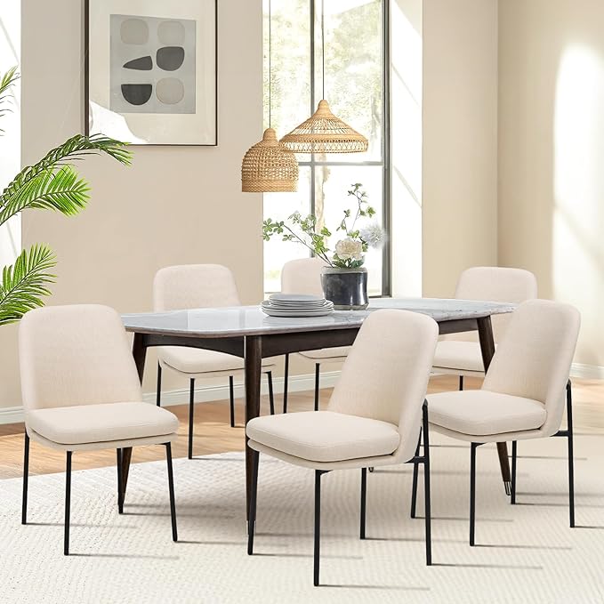 COLAMY Dining Chairs Set of 6, Fabric Upholstered Dining Room Chairs Dinner by COLAMYINC