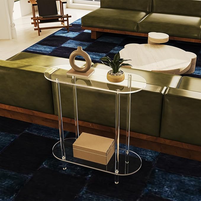 Acrylic Console Table, 29.5" Small Entryway Table, Living Room, Easy Assembly - Image 6