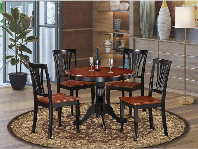 East West Furniture ANAV5-BLK-W 5 Piece Kitchen Table Set - Image 6