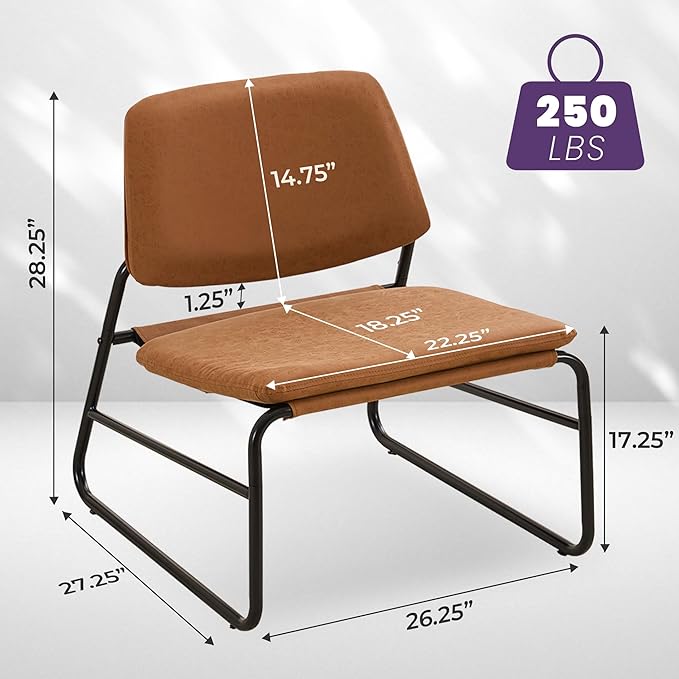 DAICO Modern Accent Chair Comfy Living Room Chair Armless Sling Accent Chairs - Image 2