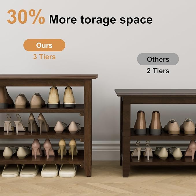 Wooden Storage Shoe Bench, Entryway Bench - Image 6